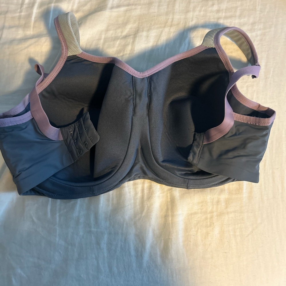 Panache Gray and Pink Full-Coverage Bra with Adjustable Straps